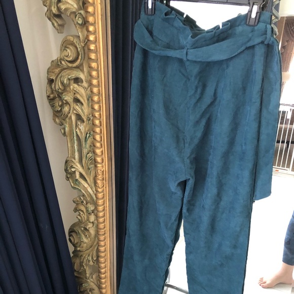 Teal Corduroy Paperbag Bag Pants - Picture 6 of 10